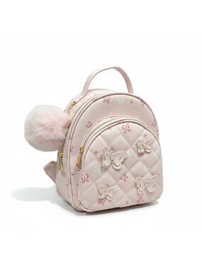 Underonesky Pink Convertible Mini Backpack With Floral & Butterfly Design